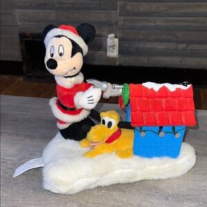 Gemmy Disney Mickey and Pluto Animated Holiday Tabletop Decoration.